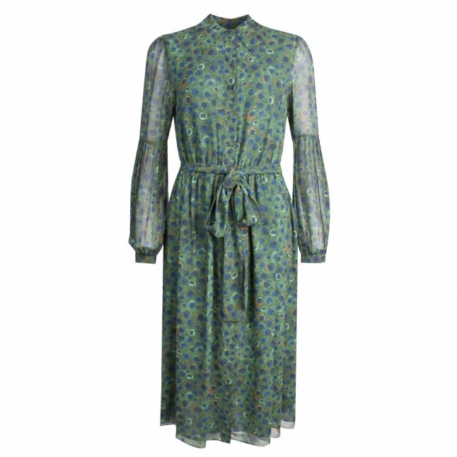 Womens Jewel Green Printed Midi Shirt Dress