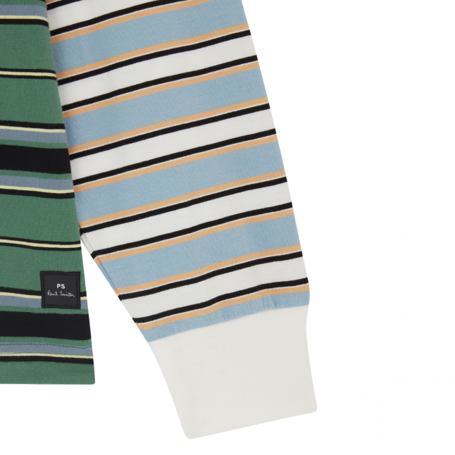 Mens Emerald Green Contrast Stripe L/s T Shirt