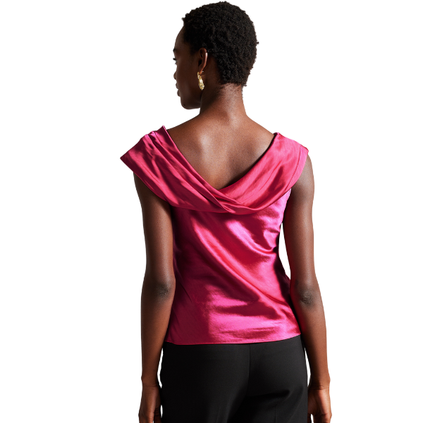 Womens Bright Pink Deanaah Draped Neck Top