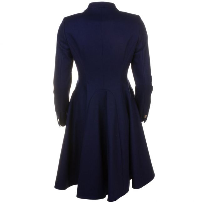 Womens Navy Indego Double Breasted Flare Coat