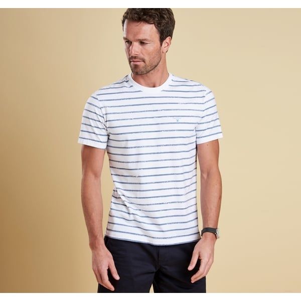 Lifestyle Mens White Dalewood Stripe S/s Tee Shirt