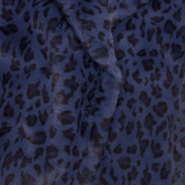 Womens Dark Blue Zenaida Leopard Faux Fur Jacket