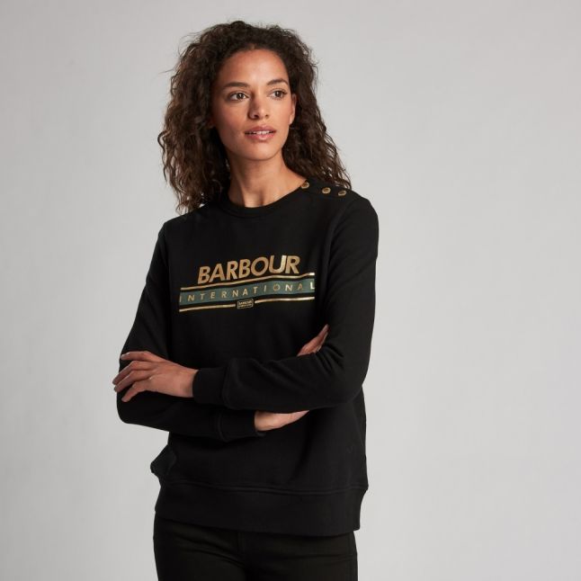 Womens Black Rally Overlayer Sweat Top