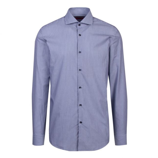 Mens Blue Kason Small Geo Slim Fit L/s Shirt