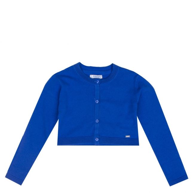 Girls Blue Basic Knit Cardigan