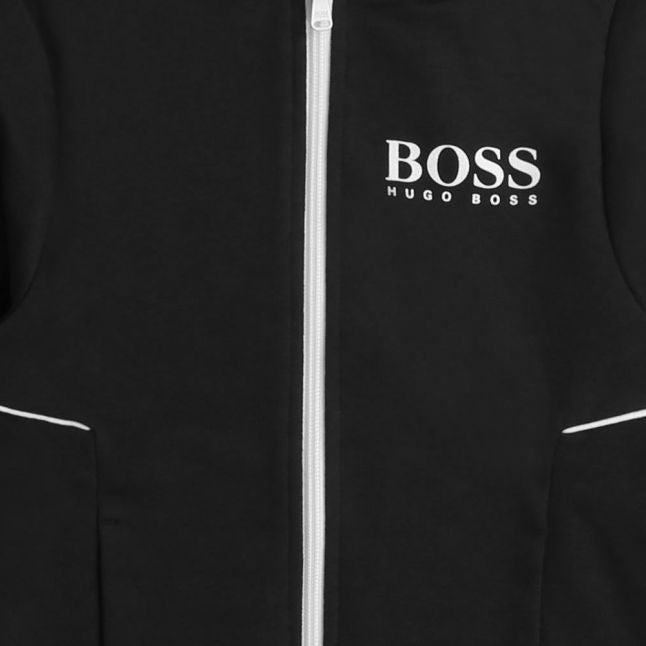 Boys Black Branded Hooded Sweat Top