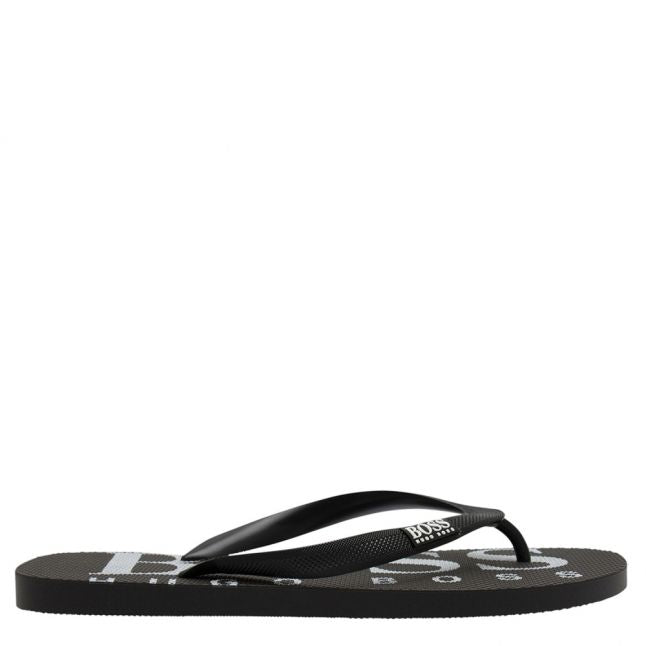 Mens Black Wave Logo Flip Flops