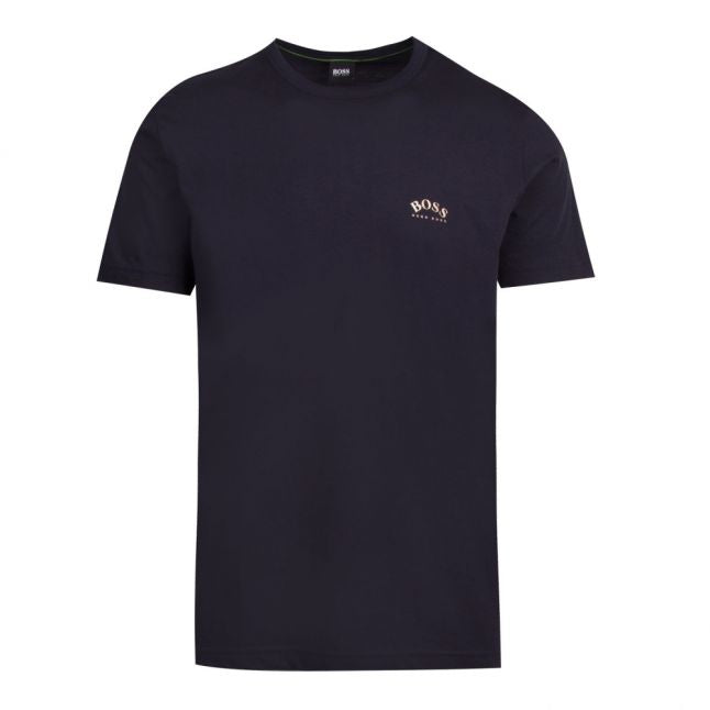 Mens Dark Blue Tee Curved Logo S/s T Shirt