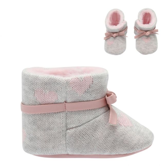 Baby Pearl Knitted Heart Booties (15-19)