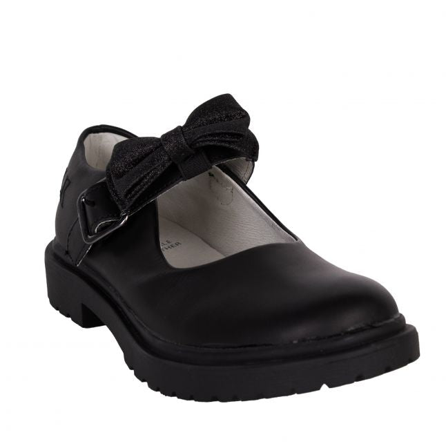 Girls Lelli Kelly Black Leather Mollie School Shoes