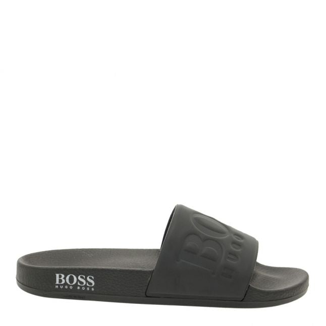 Mens Black Solar Slide Flash Logo Slides