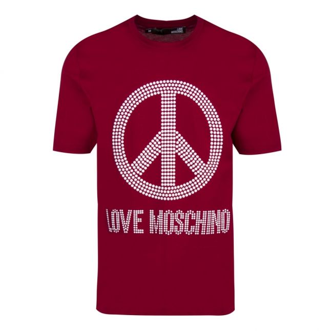 Mens Red Peace Stud Regular Fit S/s T Shirt