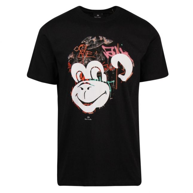 Mens Black Monkey Head S/s T Shirt