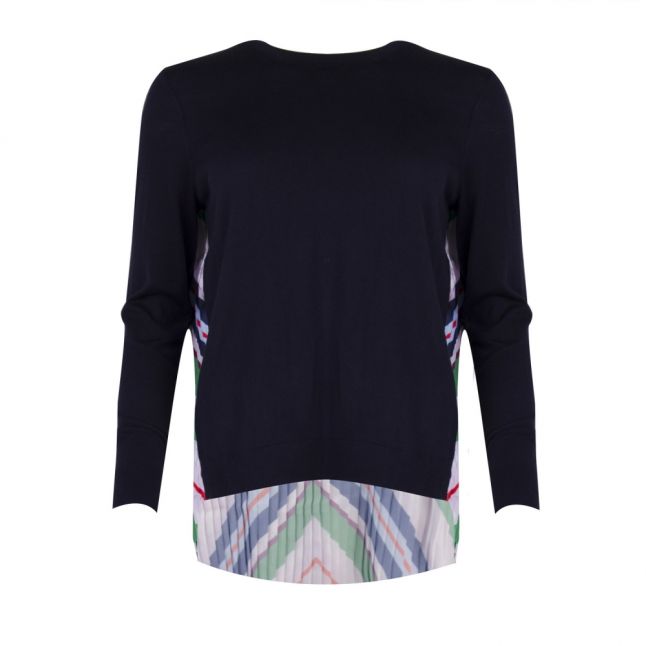 Womens Navy Jaymes Pleated Back Jumper