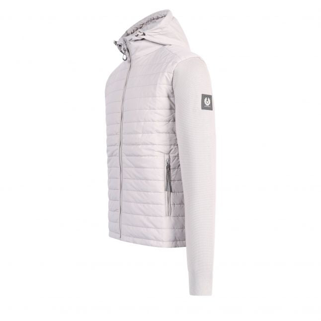 Mens Chrome Grey Vert Hybrid Hood Zip Knit