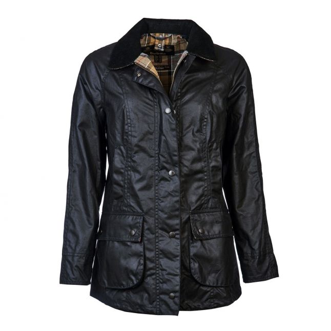 Womens Navy Beadnell Waxed Jacket