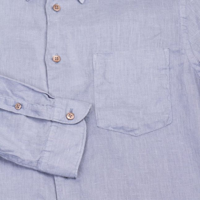 Blue Linen Tailored L/s Shirt