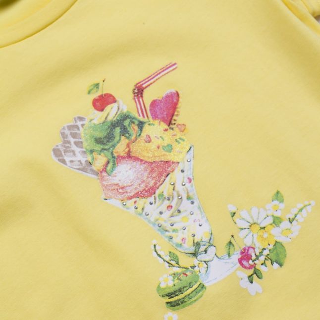 Girls Yellow Ice Cream Sundae S/s T Shirt