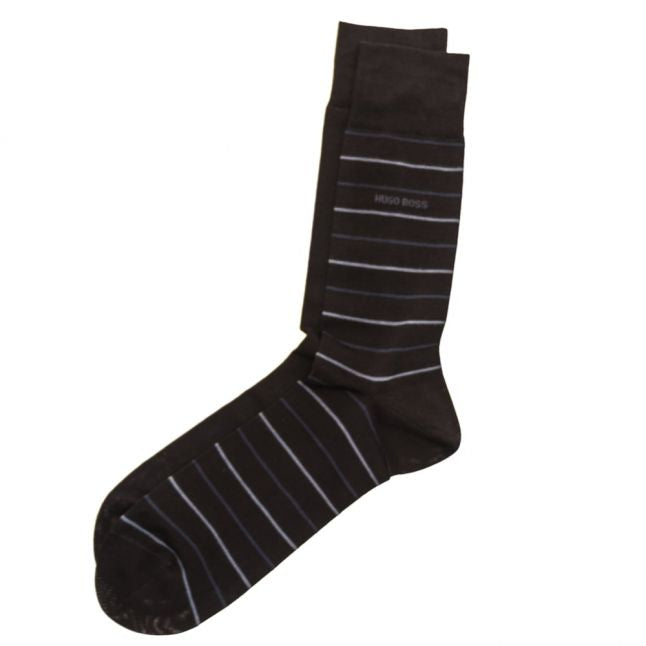 Mens Dark Blue Twopack Fine Stripe Socks (5-11)