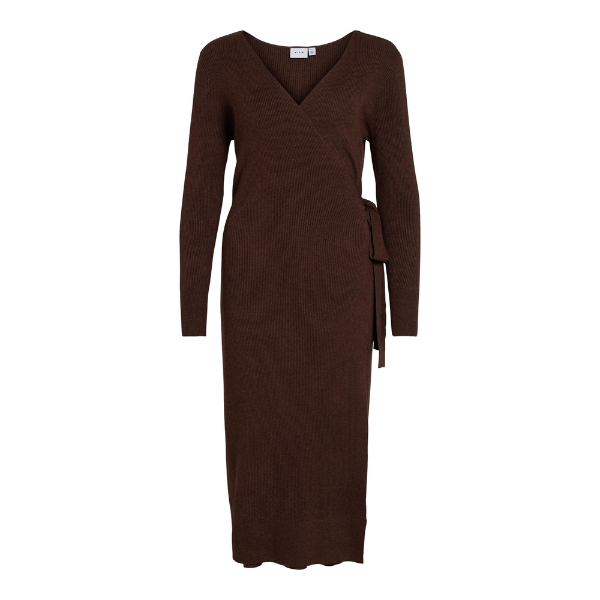 Womens Shaved Chocolate Vicomfy Wrap Knit Midi Dress