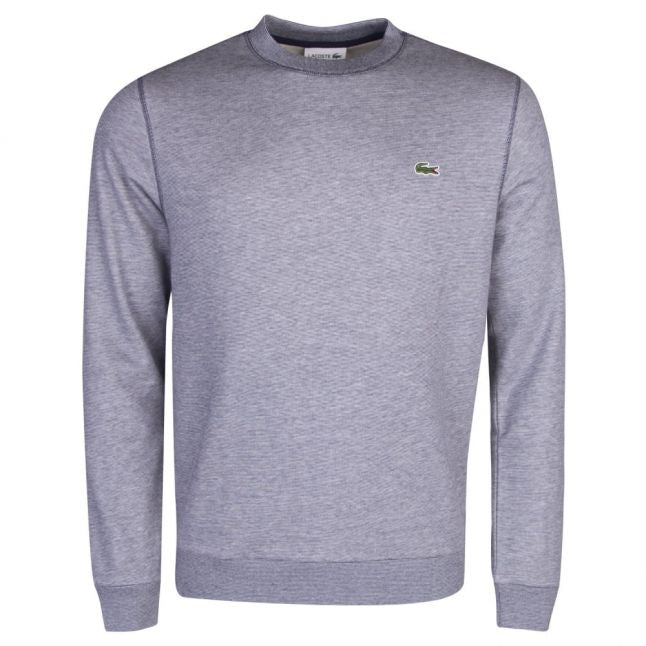 Mens Navy Fine Stripe Crew Sweat Top