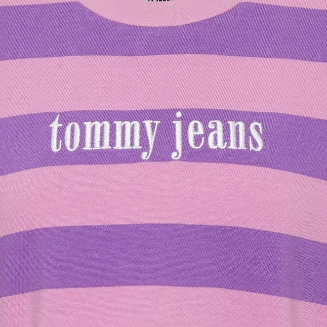 Womens Hyacinth/Lilac Logo Stripe S/s T Shirt