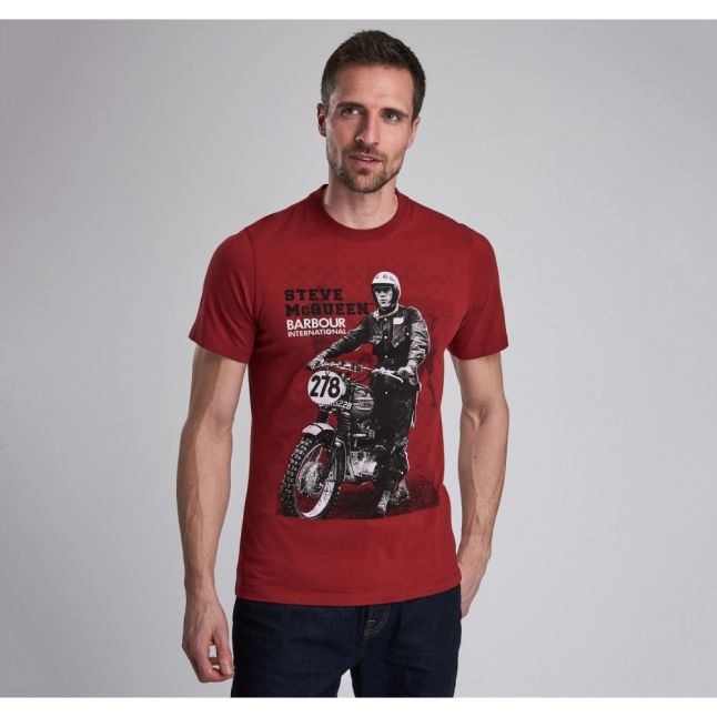 Steve McQueen™ Collection Mens Washed Red Collection Stand & Ride S/s T Shirt