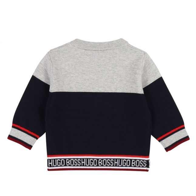 Toddler Grey Blue/Navy Colourblock Branded Crew Knitted Top