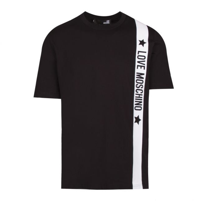 Mens Black Logo Trim Regular Fit S/s T Shirt