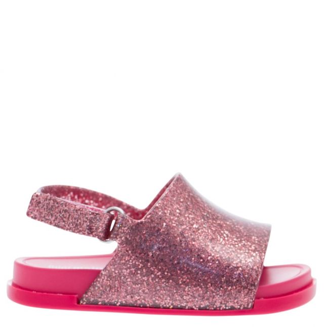 Girls Pink Glitter Beach Slide Sandals (4-9)