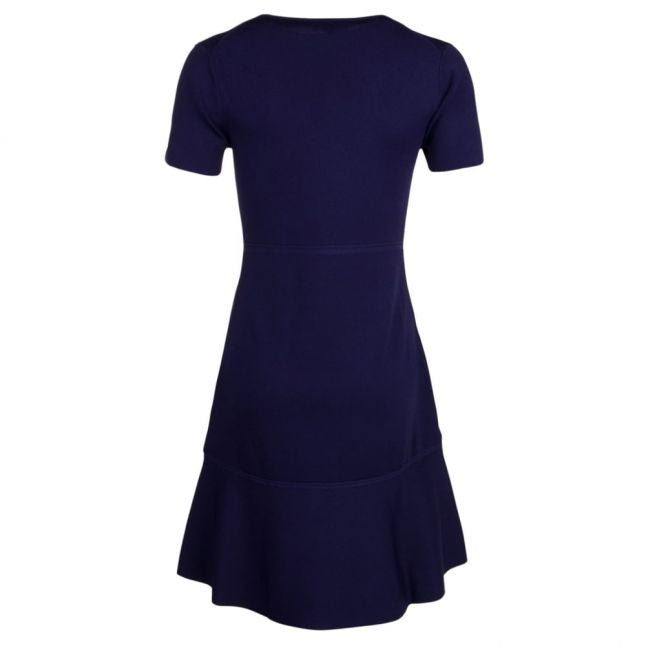 Womens Navy Knitted Skater Dress