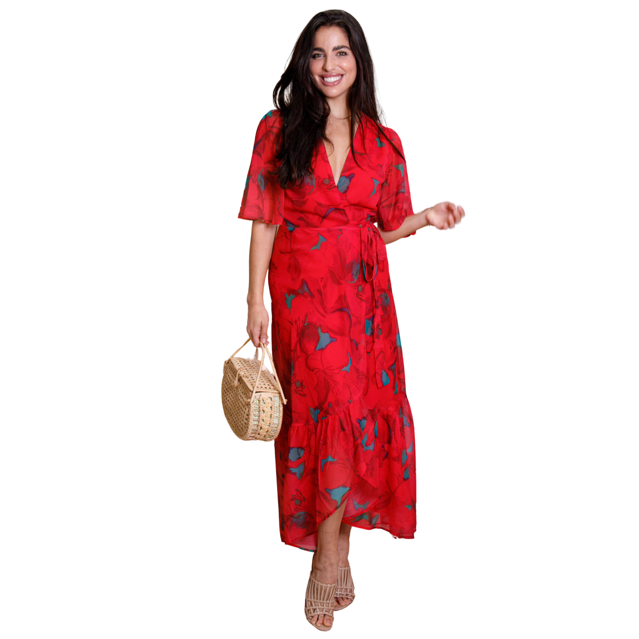 Womens Hope & Ivy Red The Delia Wrap Dress