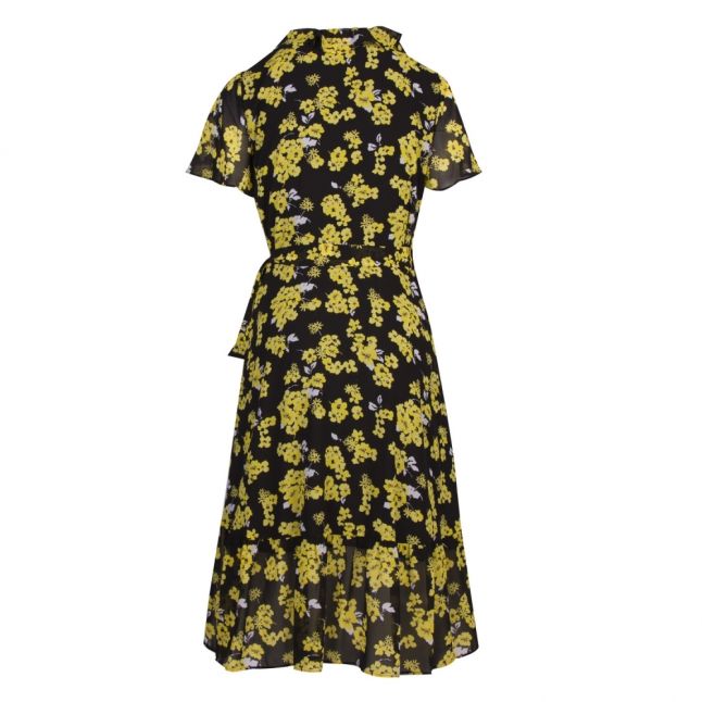 Womens Black/Yellow Glam Fleur Wrap Dress