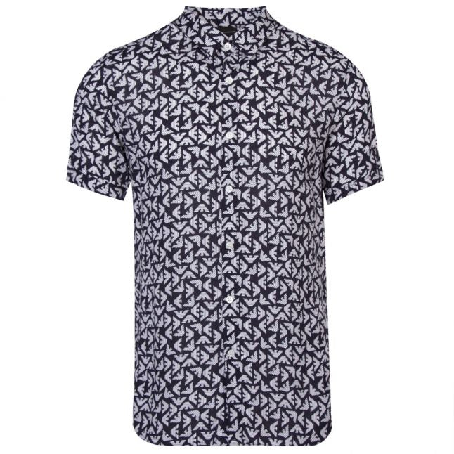 Mens Black Multi Logo Print S/s shirt