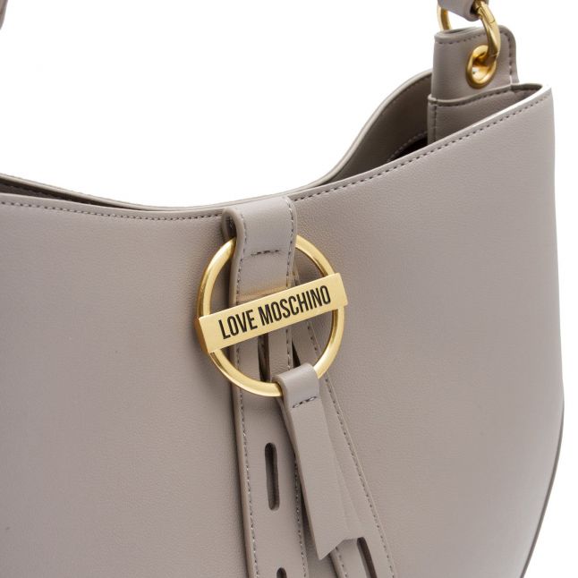 Womens Taupe Buckle Hobo Bag