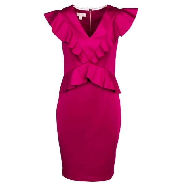 Womens Deep Pink Alair Ruffle Peplum Dress