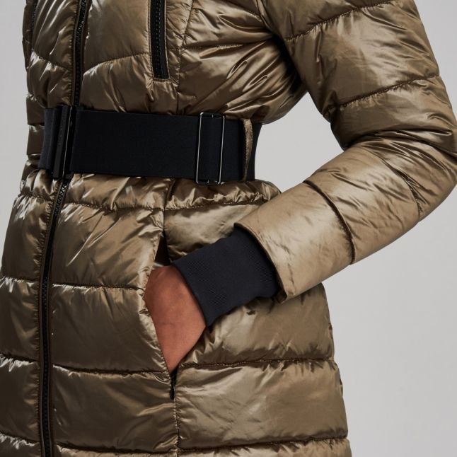 Womens Bronze Premium Arena Hooded Quilted Coat