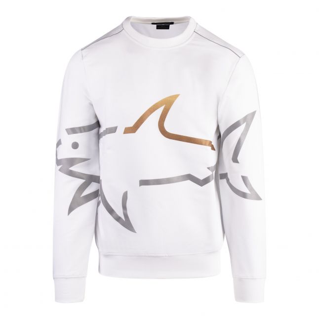 Mens White Maxi Shark Print Sweatshirt