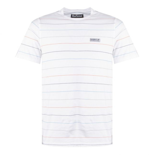 Mens White Disc Stripe S/s T Shirt