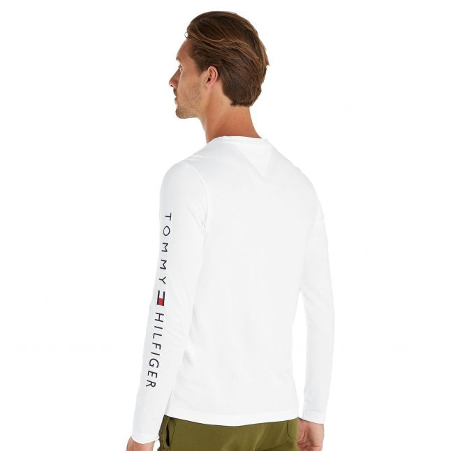 Mens White Tommy Logo Arm L/s T Shirt