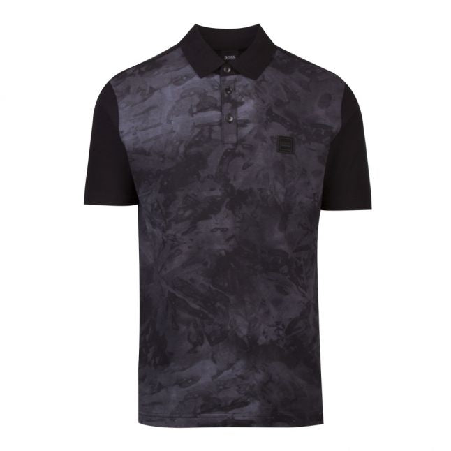 Casual Mens Black Paive Print S/s Polo Shirt