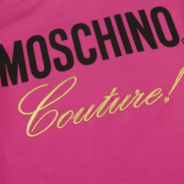 Girls Fuchsia Couture Logo L/s T Shirt