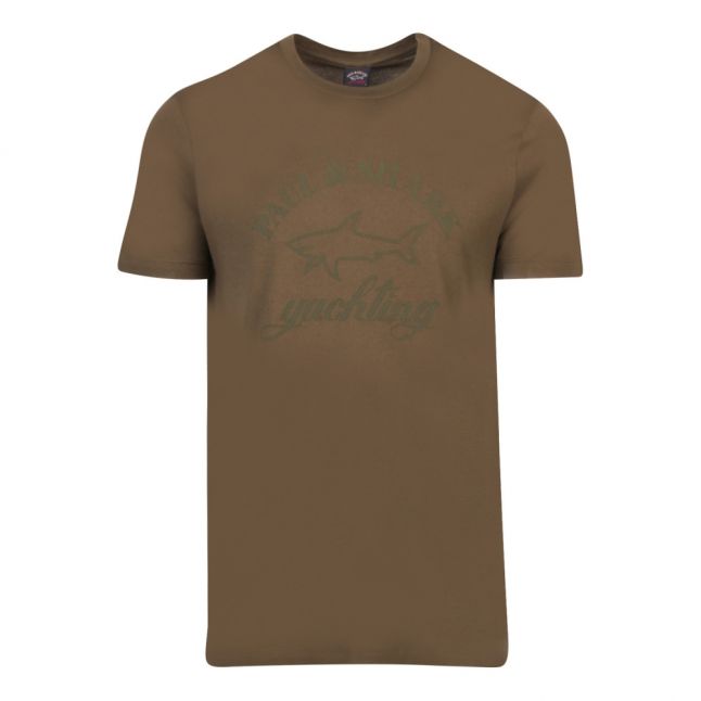 Mens Khaki Tonal Logo Custom Fit S/s T Shirt