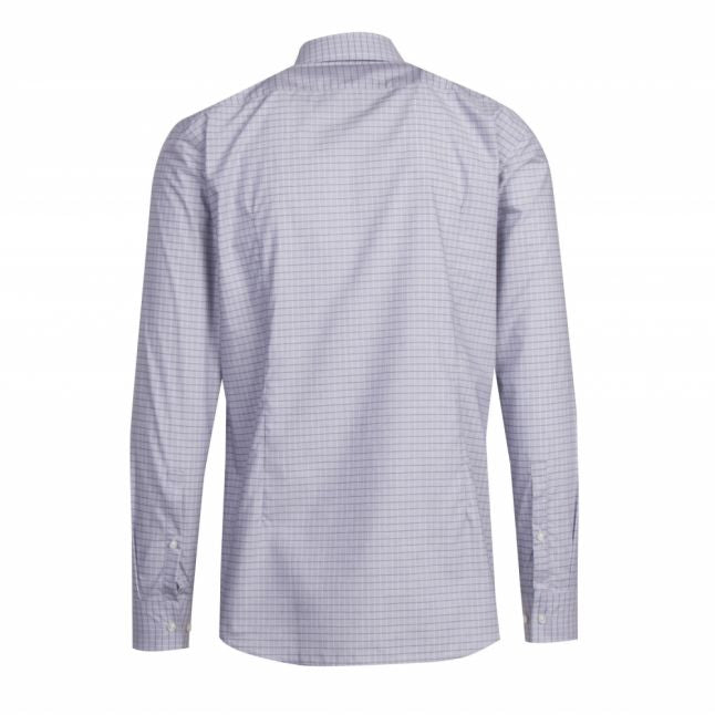 Mens Grey/Blue Kason Small Check Slim Fit L/s Shirt