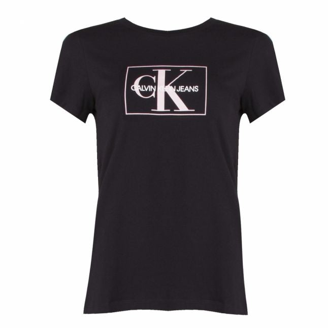 Womens Black Outline Monogram Slim S/s T Shirt