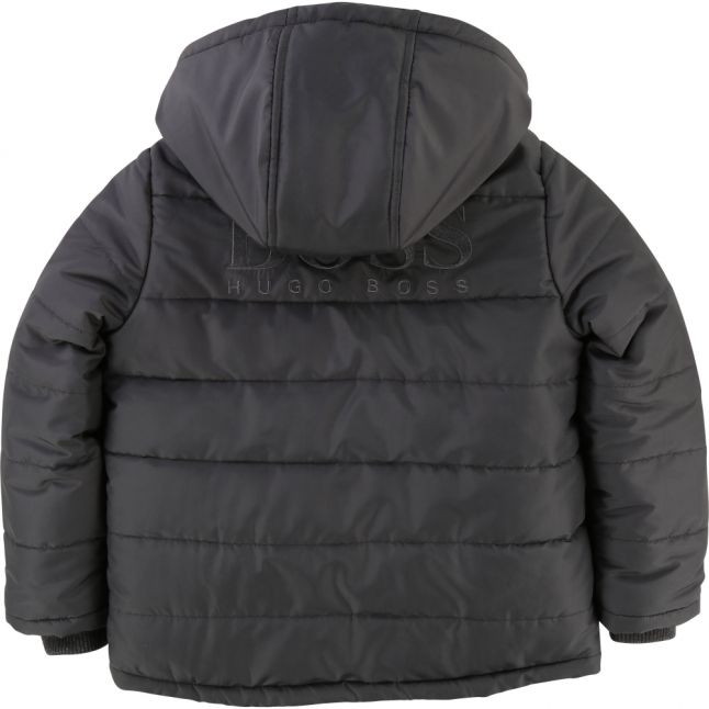 Boys Grey Blue Padded Hooded Coat