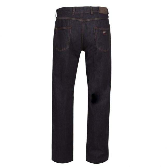 Mens Dark Blue Wash Regular Fit Tapered Jeans