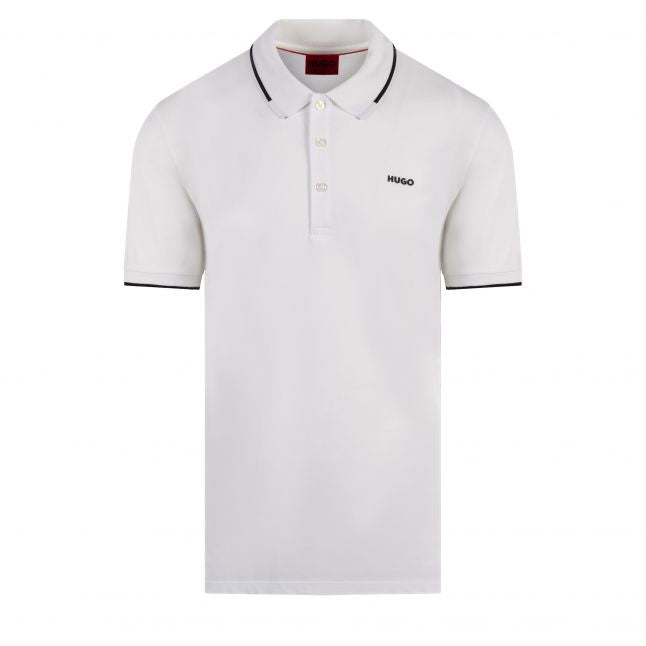 Mens White Dinoso222 Tipped S/s Polo