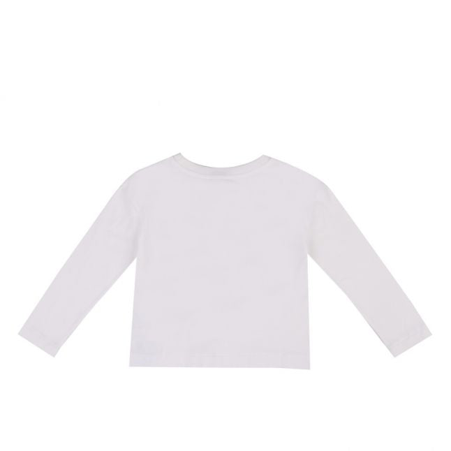 Girls Optical White Couture Logo L/s T Shirt