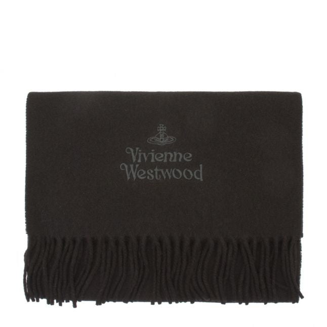 Black Embroidered Wool Scarf